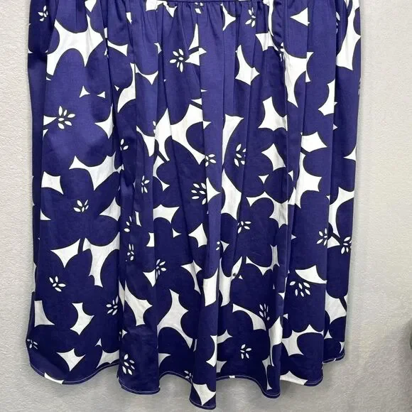 Boden Marilyn Dress 10 Blue Floral Sleeveless Scoop Neck Fit Flare Knee Length - Picture 5 of 9